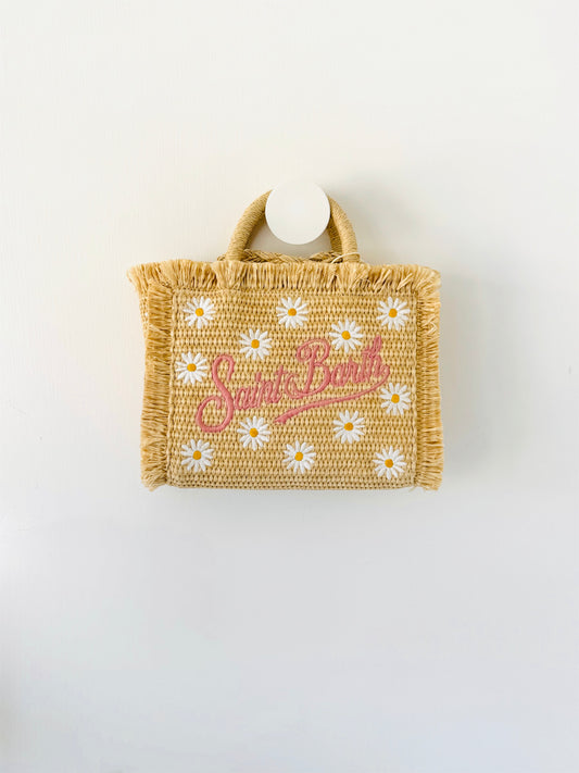 Mini vanity effetto paglia con patch margherite Mc2 Saint Barth